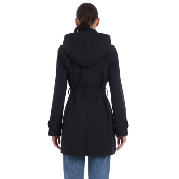 London Fog Women's Single-breasted Ttench Raincoat In Black Size Large NWT - Picture 2 of 16